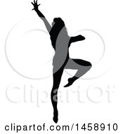 Clipart Of A Black Silhouetted Female Dancer Royalty Free Vector Illustration