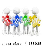 Clipart Of A 3d Group Of White Men Holding Team Puzzle Pieces On A White Background Royalty Free Illustration by Texelart #COLLC1458935-0190