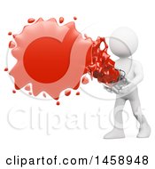 Clipart Of A 3d White Man Splashing Red Paint On A White Background Royalty Free Illustration by Texelart