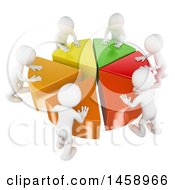 Clipart Of A 3d Team Of White Men Pushing Together A Pie Chart On A White Background Royalty Free Illustration