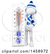 Clipart Of A 3d White Man With A Winter Thermometer On A White Background Royalty Free Illustration by Texelart #COLLC1458972-0190