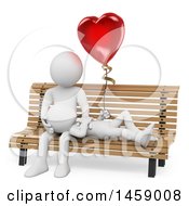 Clipart Of A 3d White Couple With A Love Balloon On A Bench On A White Background Royalty Free Illustration by Texelart