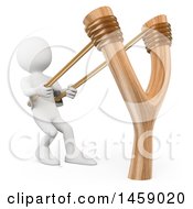 Clipart Of A 3d White Man Using A Giant Slingshot On A White Background Royalty Free Illustration