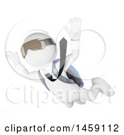 Clipart Of A 3d White Business Man Free Falling In A Skydive On A White Background Royalty Free Illustration