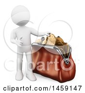 Clipart Of A 3d White Man With A Coin Purse On A White Background Royalty Free Illustration