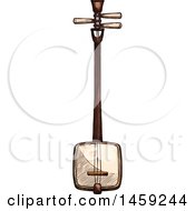 Clipart Of A Sketched Shamishen Instrument Royalty Free Vector Illustration