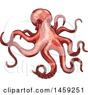 Clipart Of A Sketched Octopus Royalty Free Vector Illustration