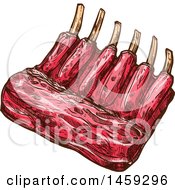 Clipart Of A Sketched Rack Of Ribs Royalty Free Vector Illustration
