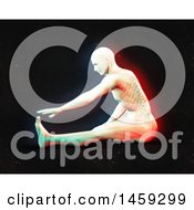 Poster, Art Print Of 3d Medical Male Figure Stretching With Visible Spine And Dual Color Effect Over Black
