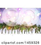 Poster, Art Print Of Sparkly Sky Over A Row Of 3d Palm Trees