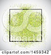 Clipart Of A Frame With Green Confetti On A Shaded Background Royalty Free Vector Illustration