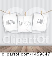Poster, Art Print Of Pinned Signs Reading Happy Fathers Day Against A Wall