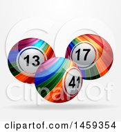Poster, Art Print Of 3d Floating Rainbow Striped Bingo Balls On A Shaded Background