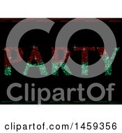 Clipart Of A Red And Green Sparkly Glitter Party Word Design On Black Royalty Free Vector Illustration