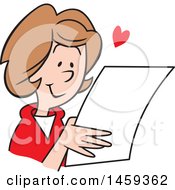 Poster, Art Print Of Happy Woman Reading A Love Letter