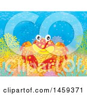 Clipart Of A Cute Crab On A Coral Reef Royalty Free Illustration
