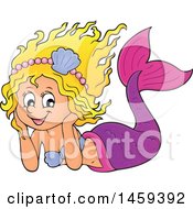 Poster, Art Print Of Happy Mermaid Resting Her Head In Her Hands