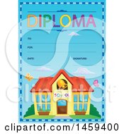 Poster, Art Print Of Building And School Diploma Design