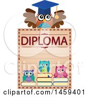 Poster, Art Print Of Professor Owl And Students School Diploma Design