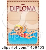 Poster, Art Print Of Girl Swimming School Diploma Design