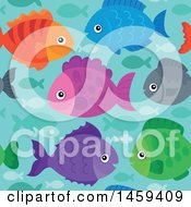 Clipart Of A Group Of Colorful Fish Seamless Background Pattern Royalty Free Vector Illustration