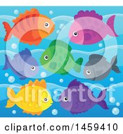 Clipart Of A Group Of Colorful Fish Royalty Free Vector Illustration
