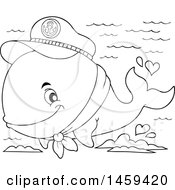 Poster, Art Print Of Black And White Captain Whale Splashing Water