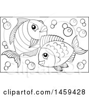 Poster, Art Print Of Black And White Bubbles And Fish