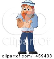 Clipart Of A Male Sailor Smoking A Pipe Royalty Free Vector Illustration