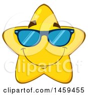 Clipart Of A Cartoon Cool Star Mascot Character Wearing Sunglasses Royalty Free Vector Illustration