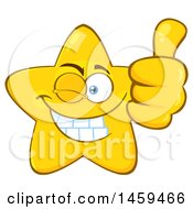 Clipart Of A Cartoon Winking Star Mascot Character Giving A Thumb Up Royalty Free Vector Illustration by Hit Toon