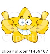 Poster, Art Print Of Cartoon Happy Star Mascot Character Giving Two Thumbs Up