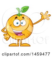 Navel Orange Fruit Mascot Character Waving