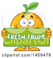 Navel Orange Mascot Character Holding A Fresh Fruit Sign