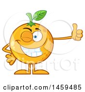 Navel Orange Fruit Mascot Character Winking And Giving A Thumb Up