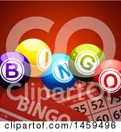 Poster, Art Print Of 3d Bingo Balls Over Cards On Red