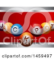 Clipart Of 3d Jackpot Lottery Balls Over Metal And Red Royalty Free Vector Illustration
