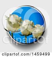 Poster, Art Print Of Trio Of 3d White Roses In A Blue Circle On A Shaded Background