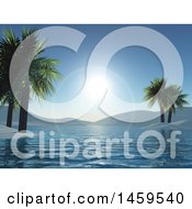 Poster, Art Print Of 3d Landscape Of A Tropical Bay And Sun Flares