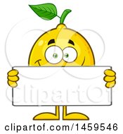 Poster, Art Print Of Happy Lemon Mascot Character Holding A Blank Sign