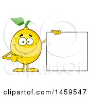 Poster, Art Print Of Happy Lemon Mascot Character Pointing To A Blank Sign