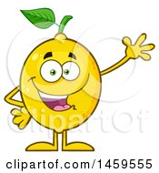 Clipart Of A Waving Lemon Mascot Character Royalty Free Vector Illustration