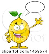 Poster, Art Print Of Happy Lemon Mascot Character Talking And Waving