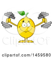 Poster, Art Print Of Happy Lemon Mascot Character Working Out With Dumbbells