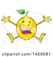 Poster, Art Print Of Happy Lemon Mascot Character Laughing And Jumping