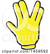 Poster, Art Print Of Yellow Pop Art Styled Hand Forming A V