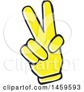 Poster, Art Print Of Yellow Pop Art Styled Hand Forming A V Or Peace Sign