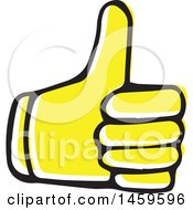 Clipart Of A Yellow Pop Art Styled Hand Giving A Thumb Up Royalty Free Vector Illustration