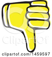 Poster, Art Print Of Yellow Pop Art Styled Hand Giving A Thumb Down