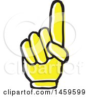 Clipart Of A Yellow Pop Art Styled Hand Pointing Up Royalty Free Vector Illustration